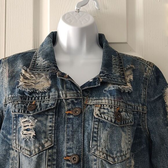 Highway  Jeans  super distressed trashed jean jacket - Picture 3 of 7